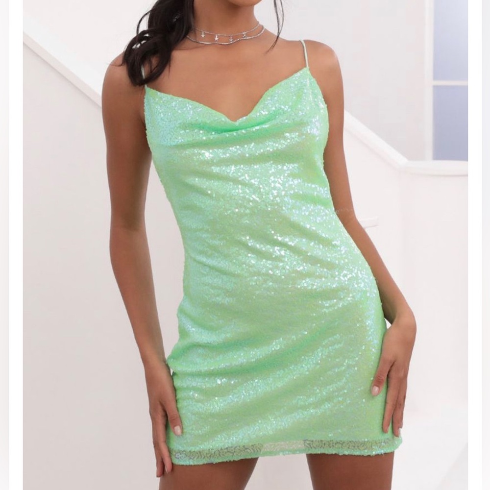 Marlene Sequin Slip Dress in Green